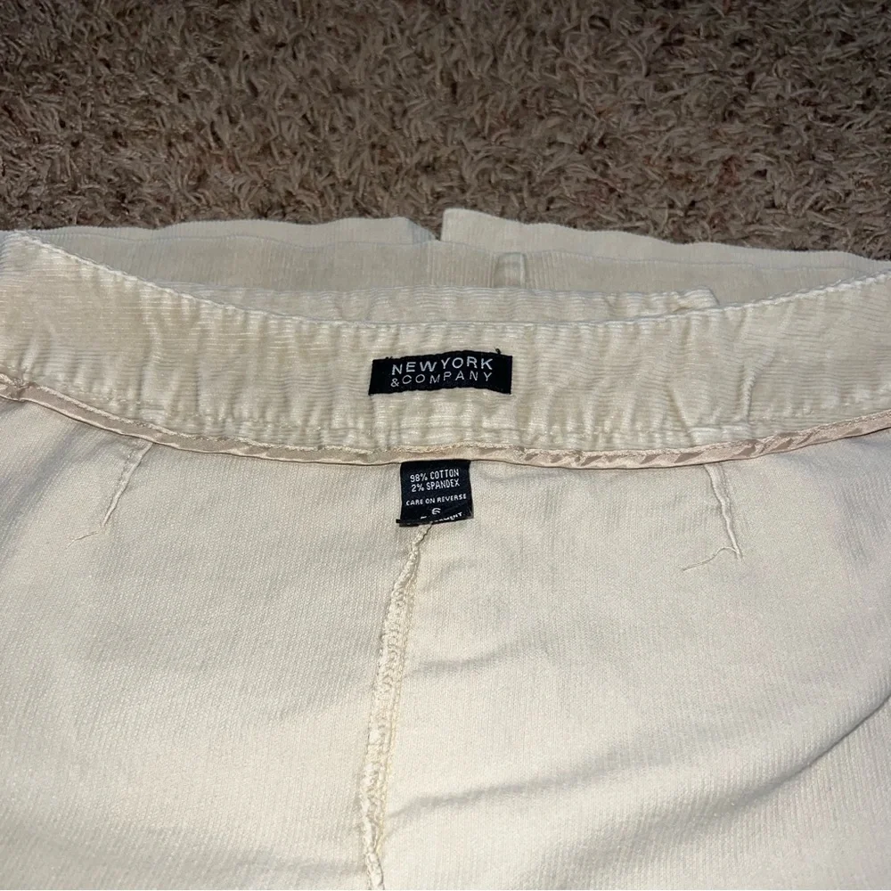 New York & Company Cream Corduroy Skirt | Stretch Cotton | Back Slit | Size 6